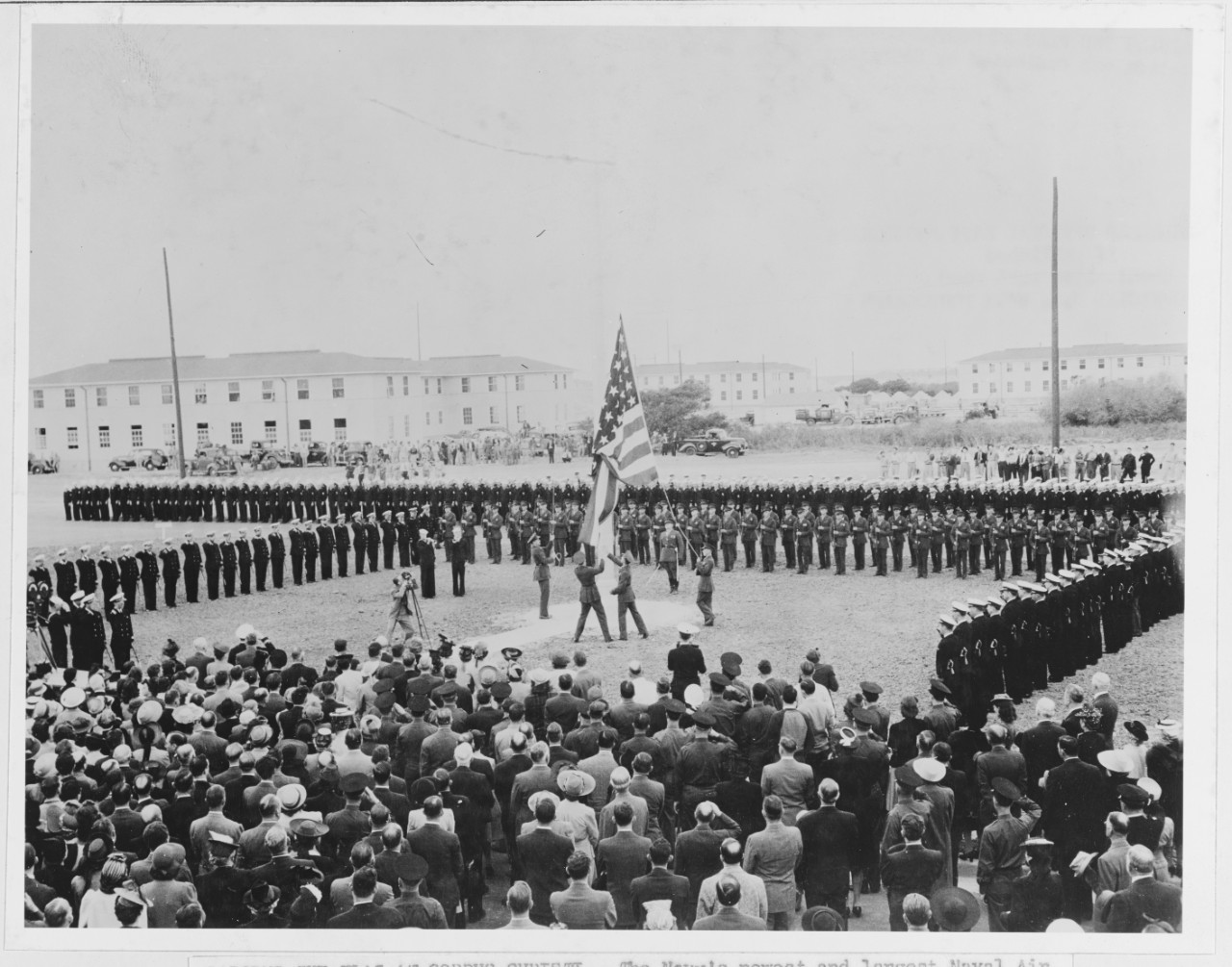 Raising the flag at Corpus Christi, Texas, Secretary of the Navy, Colonel Frank Knox