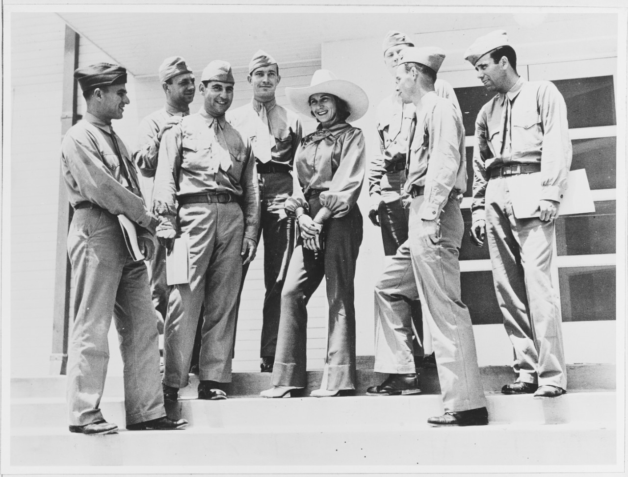Miss Alice Greenough, International Radio Performer chats with Aviation cadets, May 1, 1941