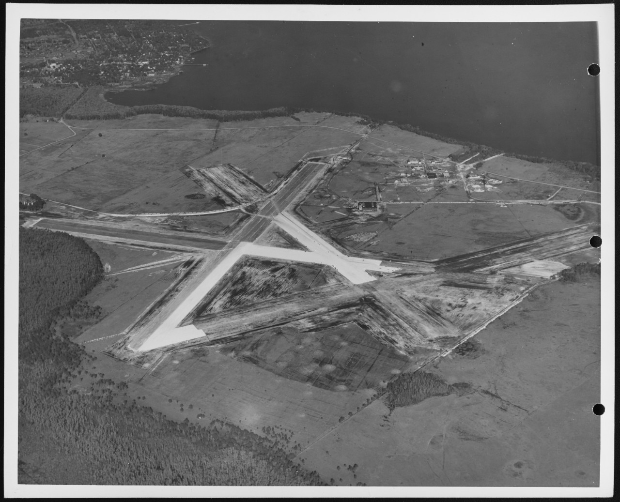 Aerial photograph of Benjamin Lee II Field, New construction.  U.S. Naval Air Station, Jacksonville, Florida. December 30, 1940
