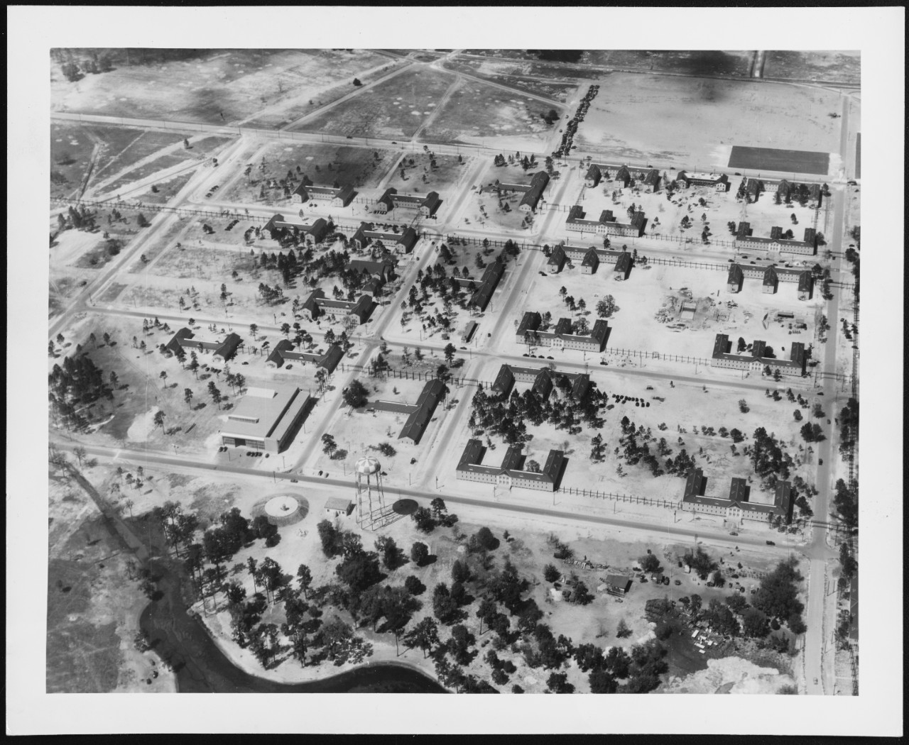 Aerial photograph of Cadet area, Ground school, U.S. Naval Air Station, Jacksonville, Florida. March 31, 1941