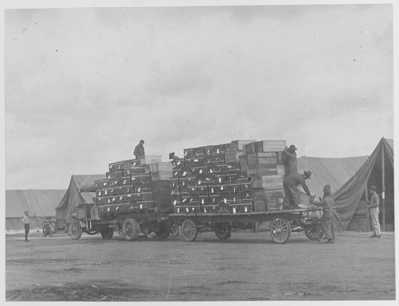 Unloading Q.M. supplies, U.S. Marine Flying Field, Miami, Florida
