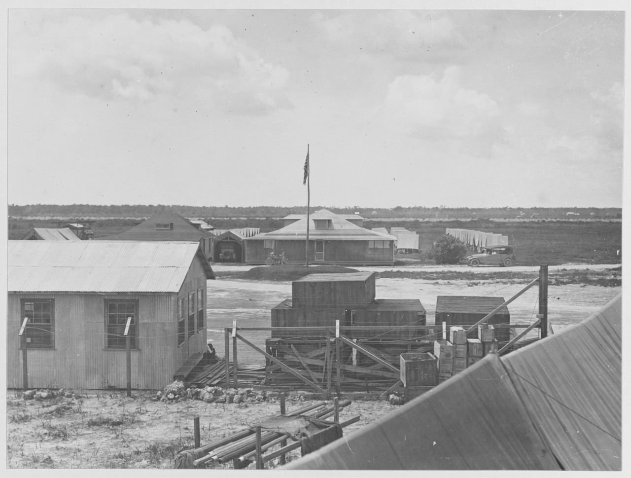 Showing Post Exchange, Headquarters, Gunnery School, and Cadet Officers Quarters.