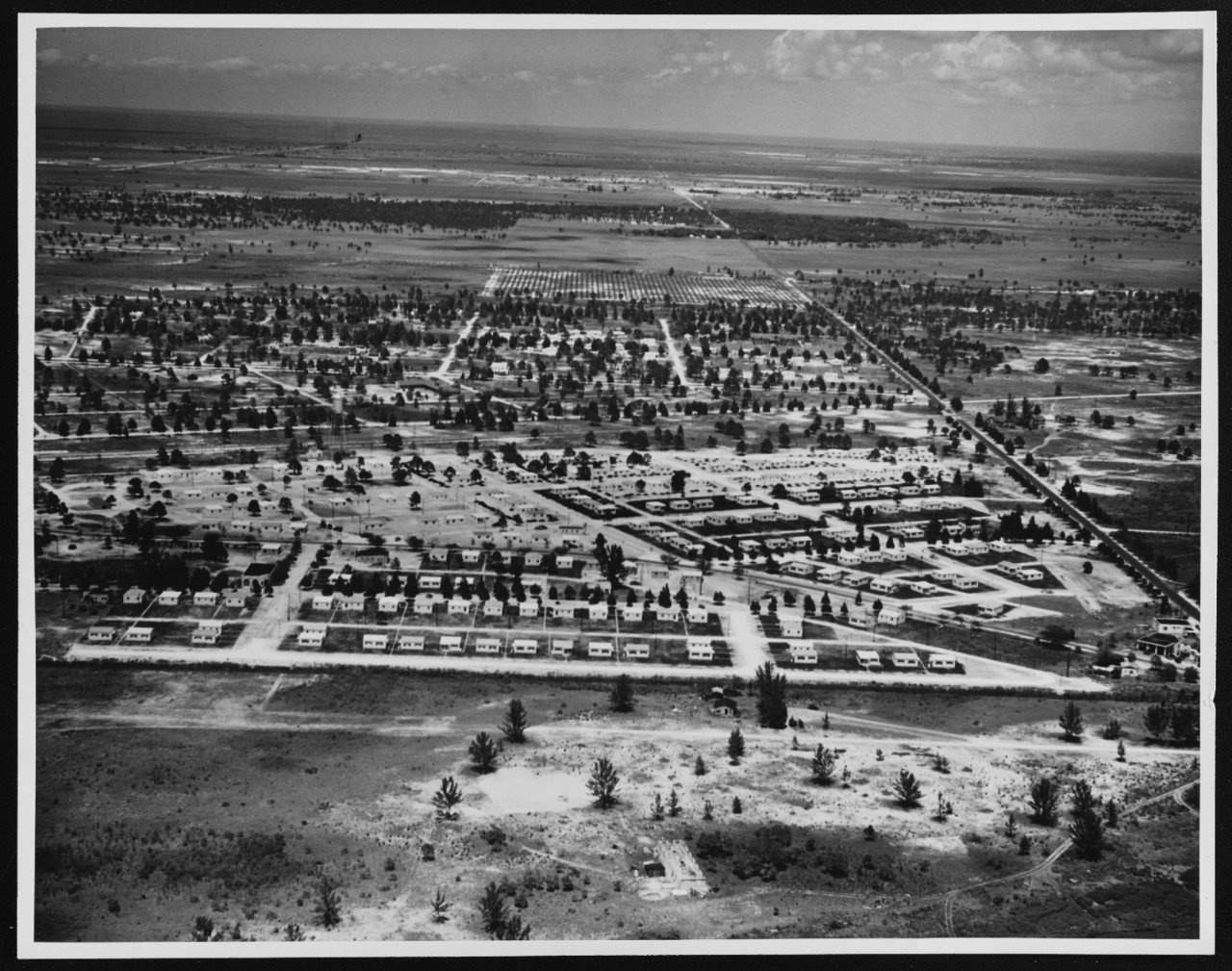 Aerial view of Opa Locka Navy [defenses] Housing Project