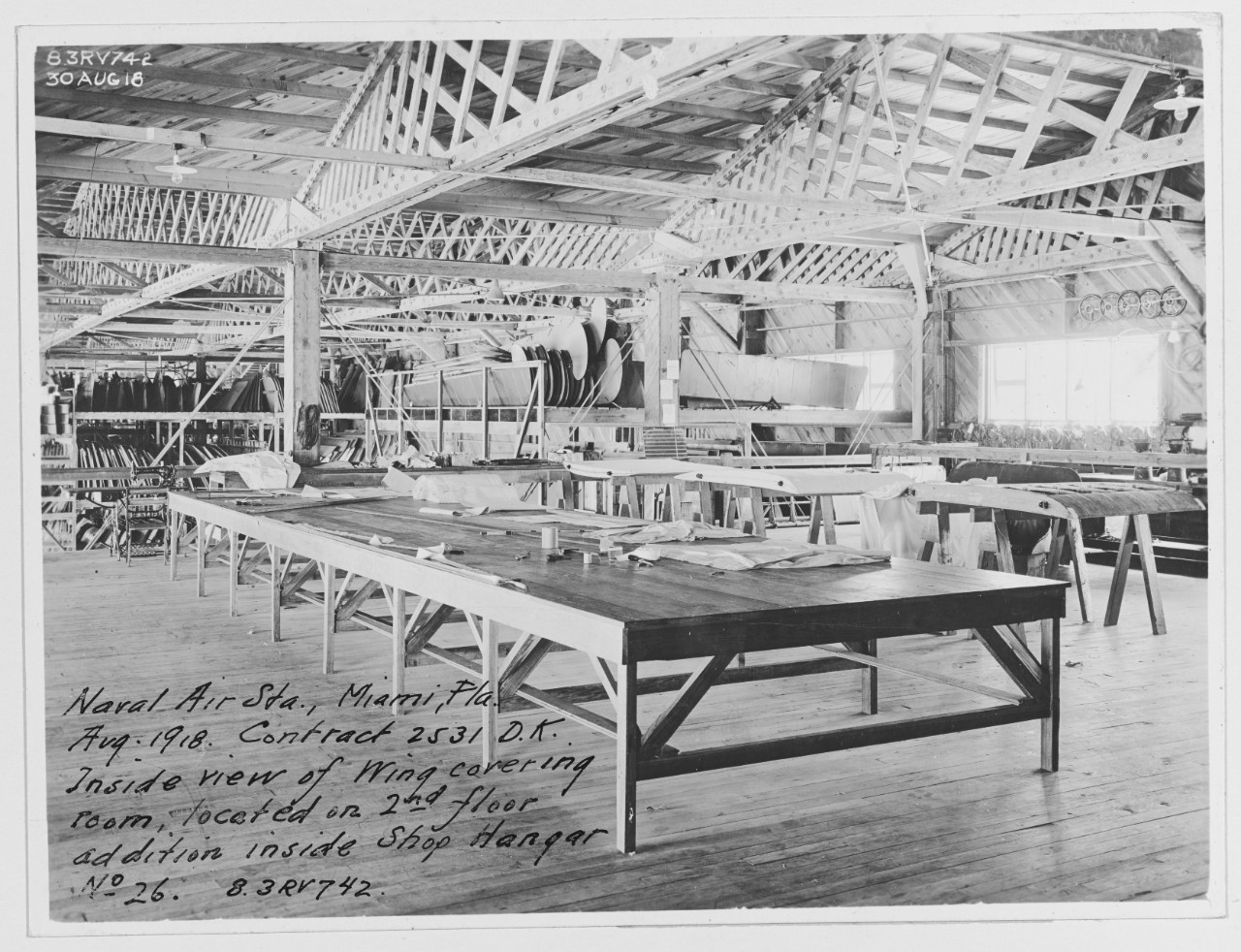 Inside view of wing covering room, Naval Air Station Miami, Florida.