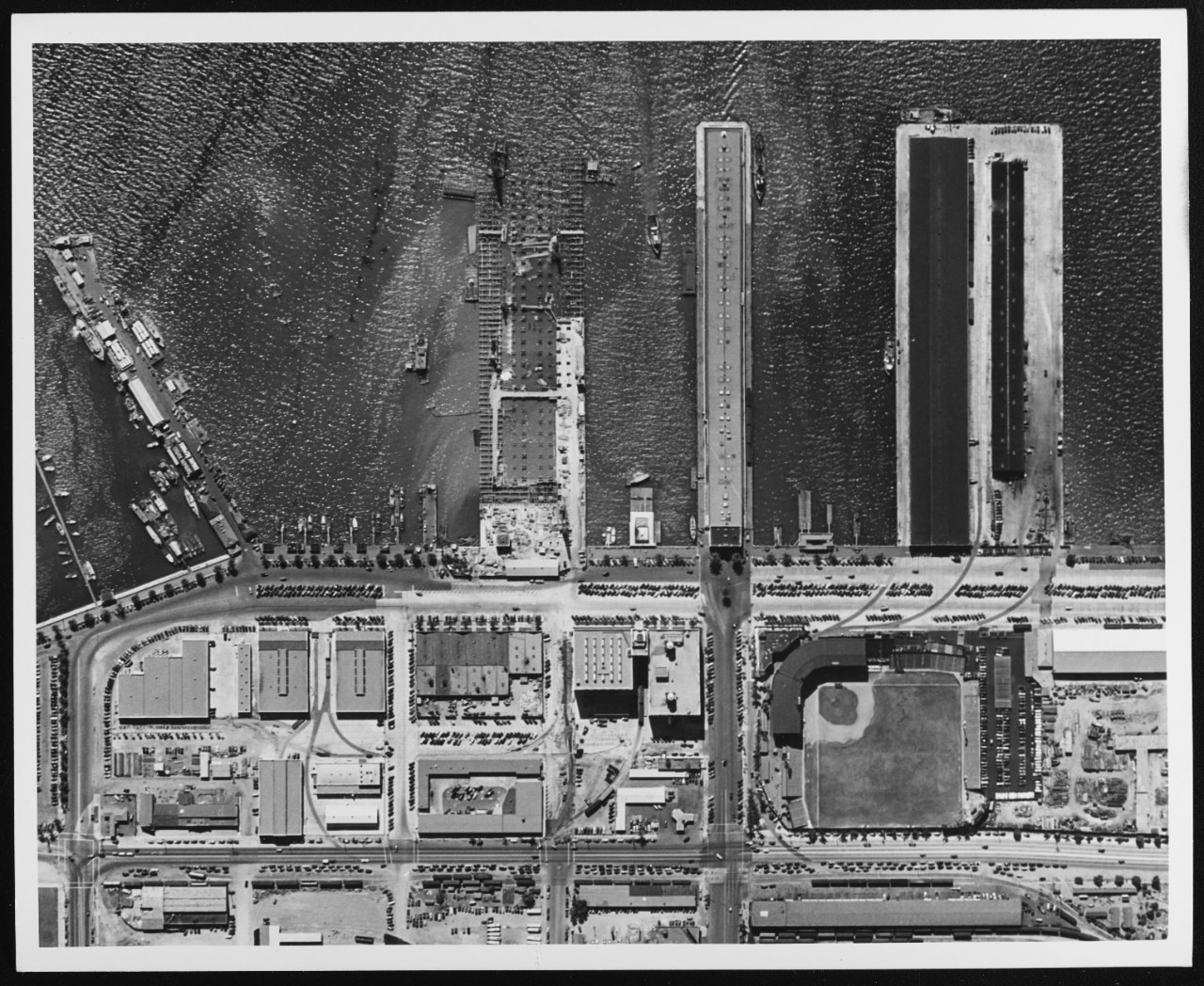 Aerial view of headquarters at Naval Air Station, San Diego