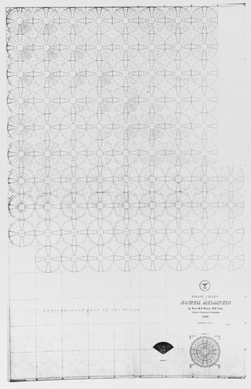 Pilot Chart of South Pacific by M.F. Maury, Lieutenant USN