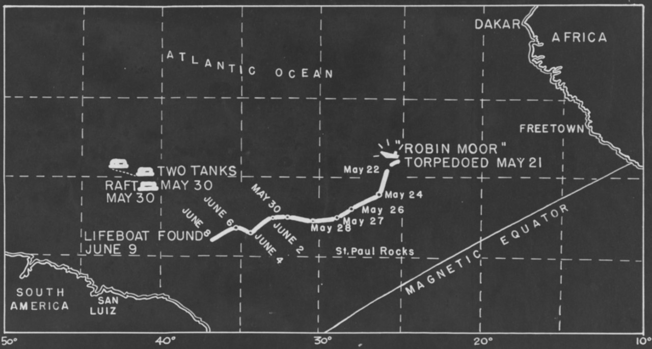 Chart Showing Course of "Robin Moor"