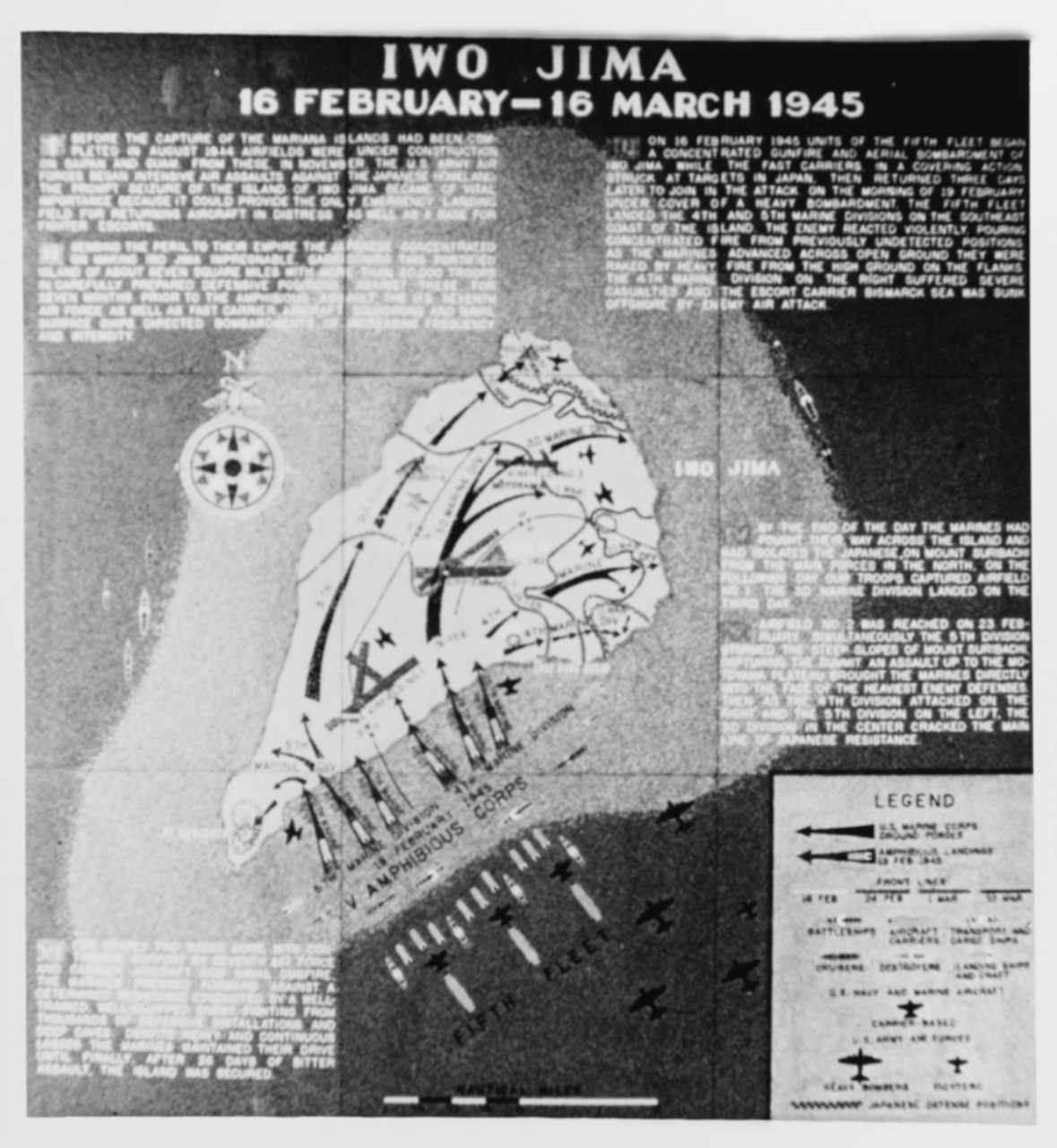 Iwo Jima -- World War II Battle Chart 16 February - 16 March 1945