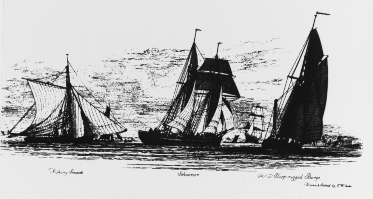 Fishing Smack, Schooner and Sloop-Rigged Barge