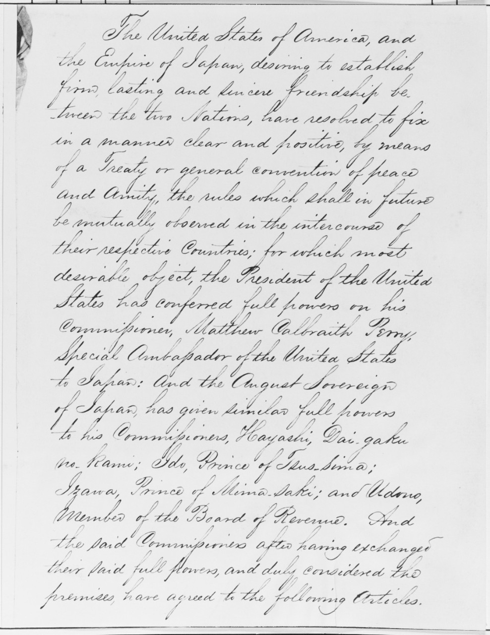 U.S. Treaty with Japan, 1854
