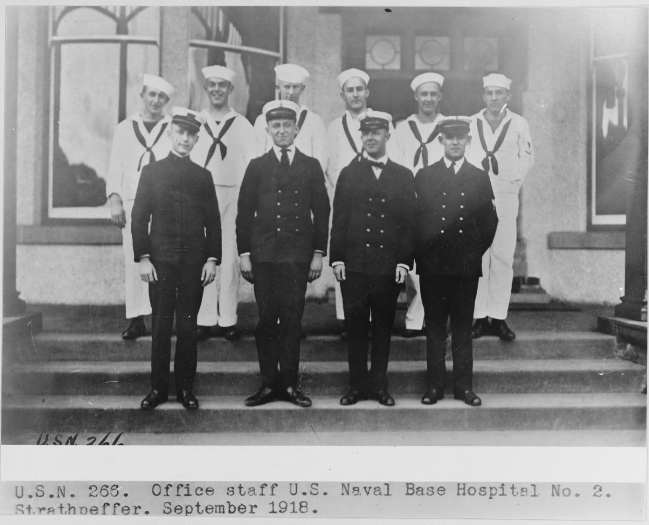 Office Staff at U.S. Naval Base Hospital No. 2, Strathpeffer, Scotland. September 1918