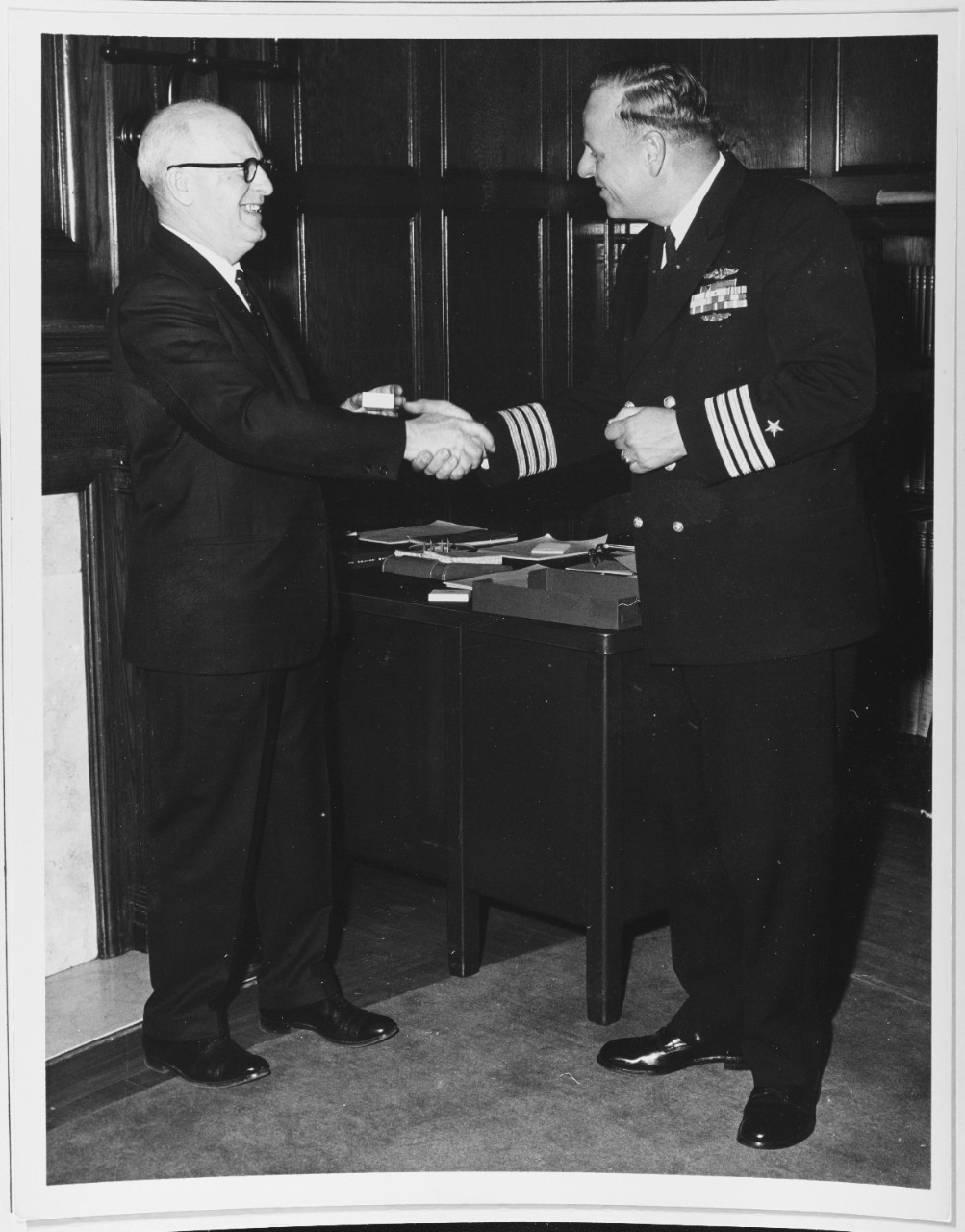 Council Chairman and Captain Kimmel at USS PORTLAND Memorial ceremonies, July 4, 1962