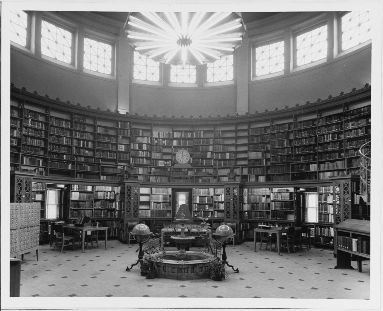Library at U.S. Naval Observatory, 1958. Matthew Fontaine Maury Library in the James Melville Gilliss Building