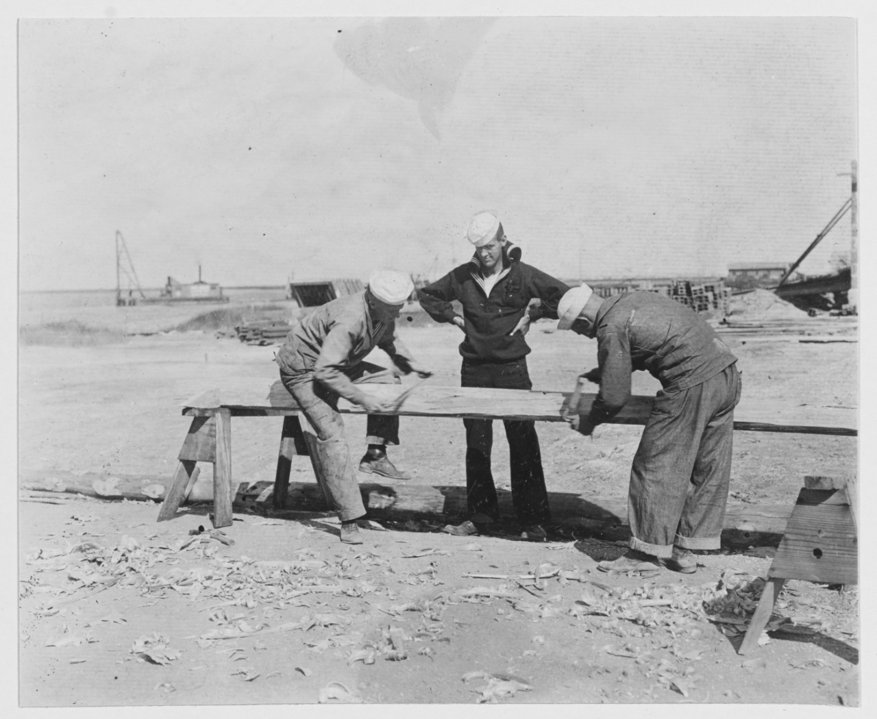 Making a flag pole, Cape May (Sewells Point), New Jersey