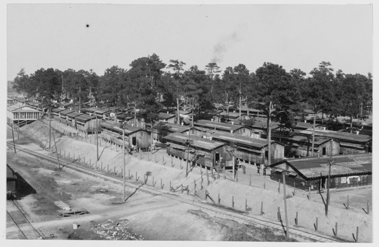 Birdseye view of the Second, Third and Fifth Regiment Barracks, U.S. Naval Training Camp, Charleston
