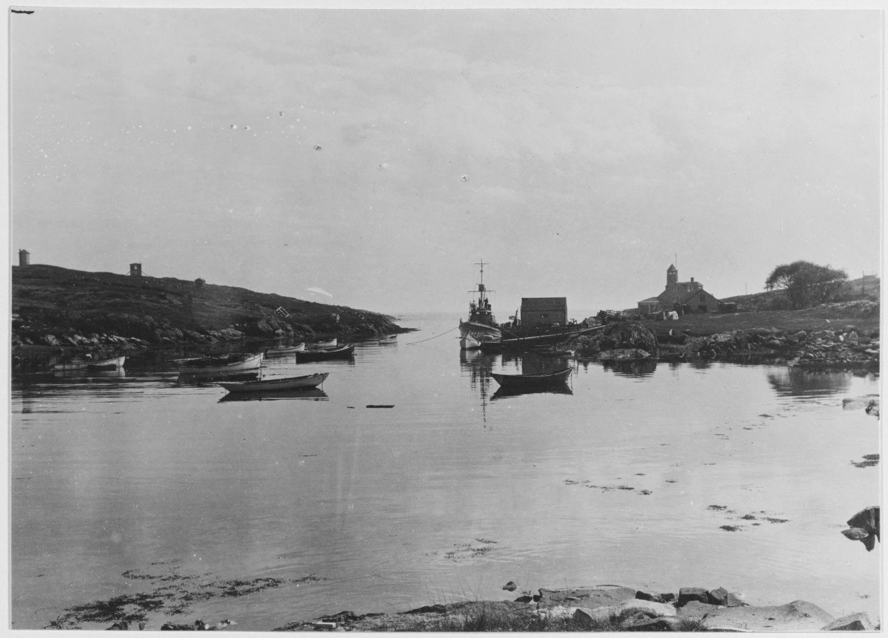 USS SATILLA at Coast Guard Station, No. 8,  at Damiscove Island, Boothbay Harbor, Maine