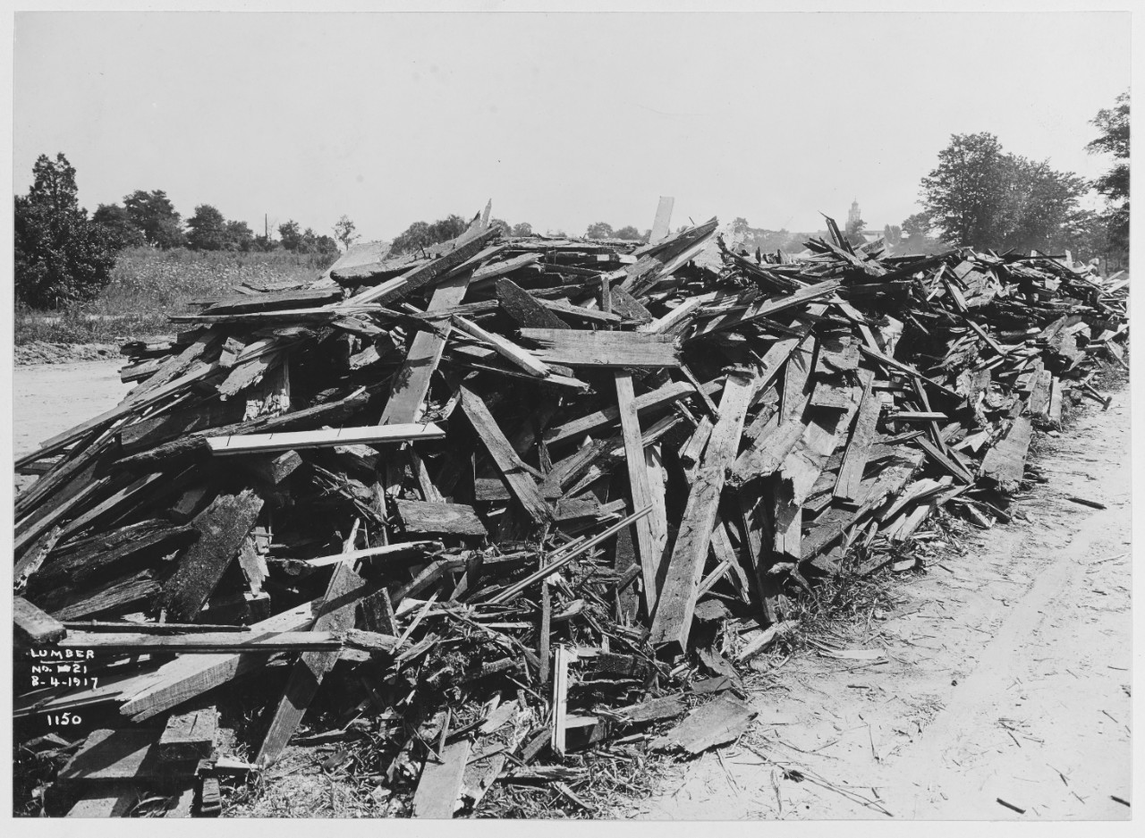 Lumber from the east wing of the auditorium