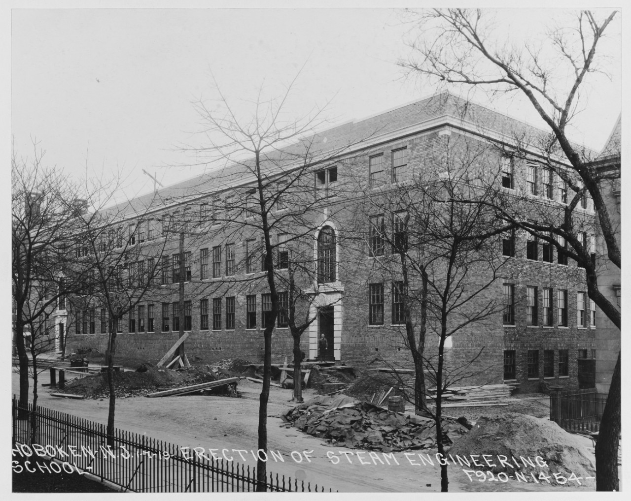Erection of U.S.N. Steam Engineer School. Hoboken N.J.