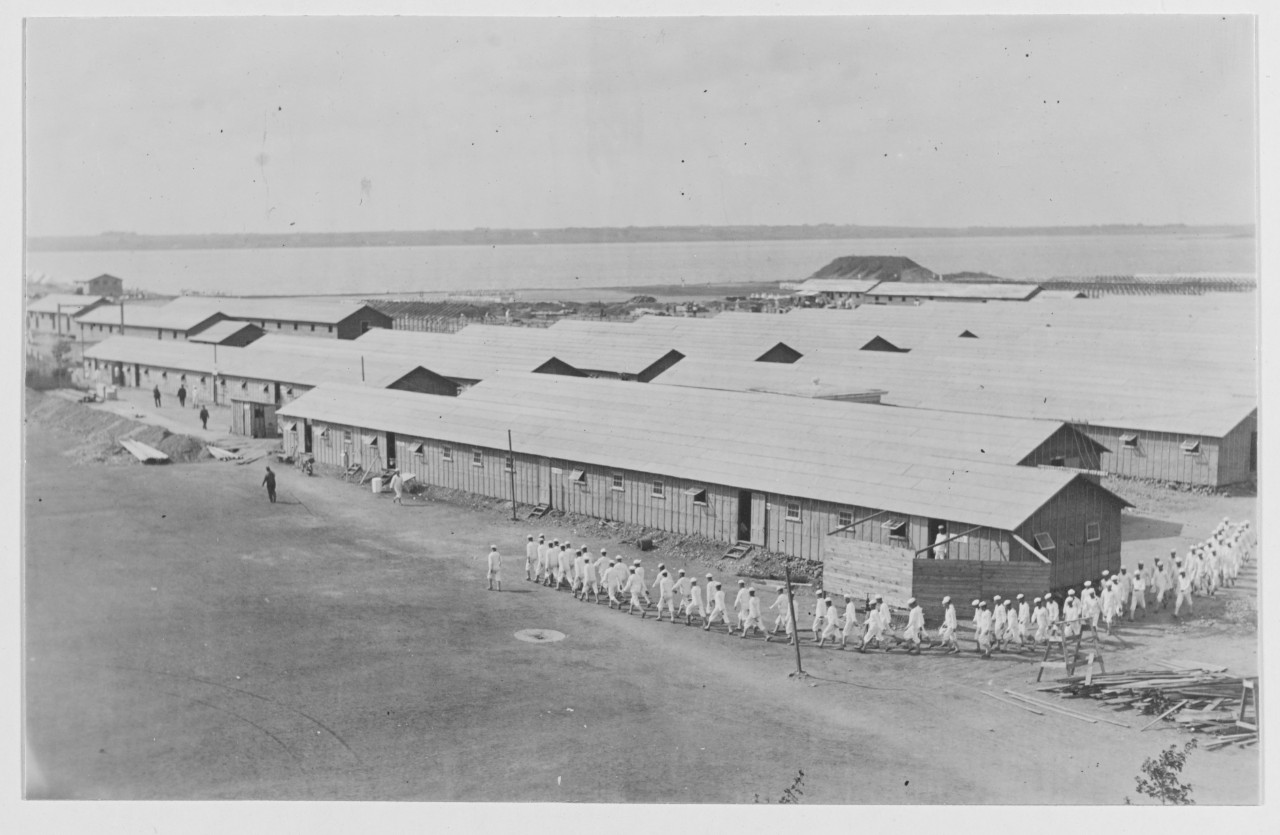 Camp Sadler from Barracks "A". Naval Training Station., Newport, R.I