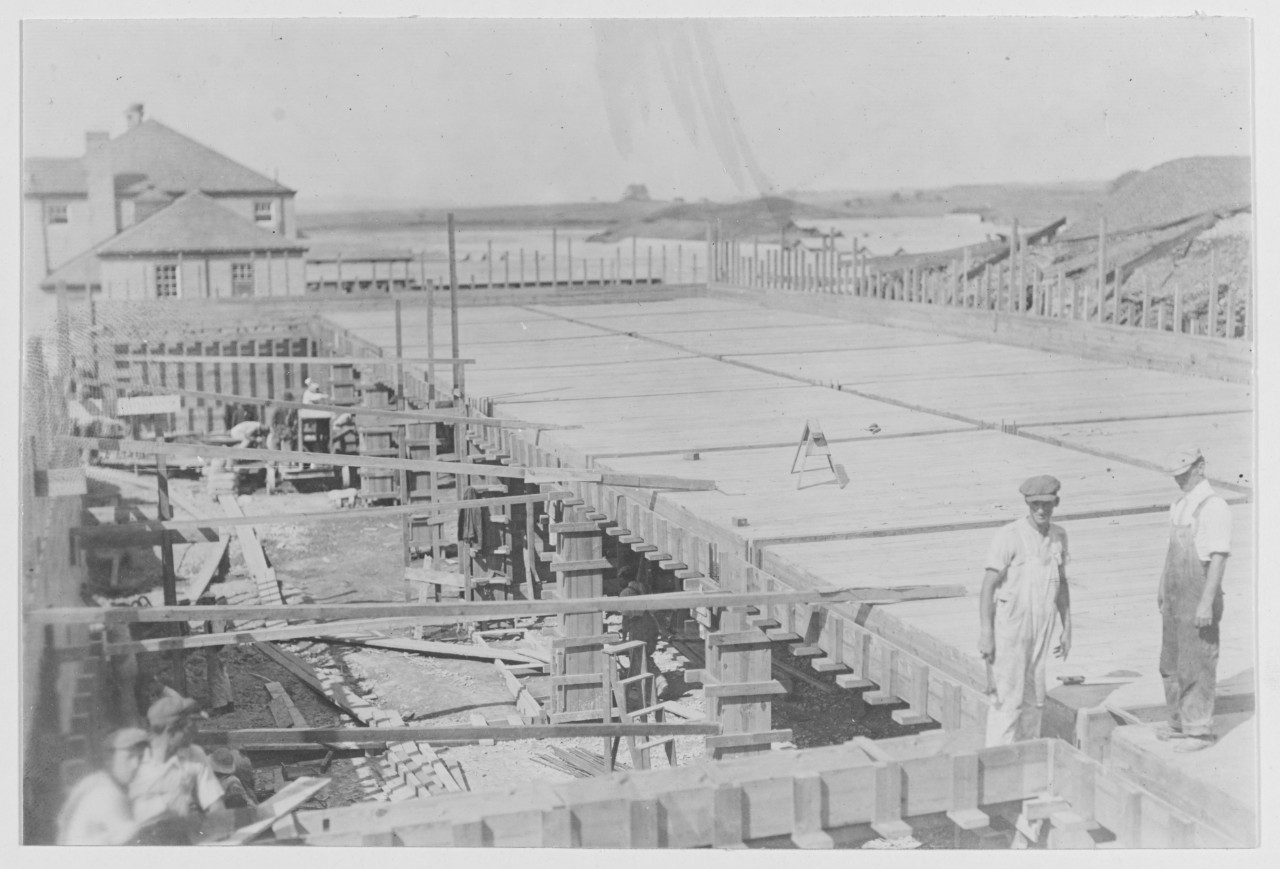 Supply fuel oil tank under construction. Naval Training Station, Newport, R.I