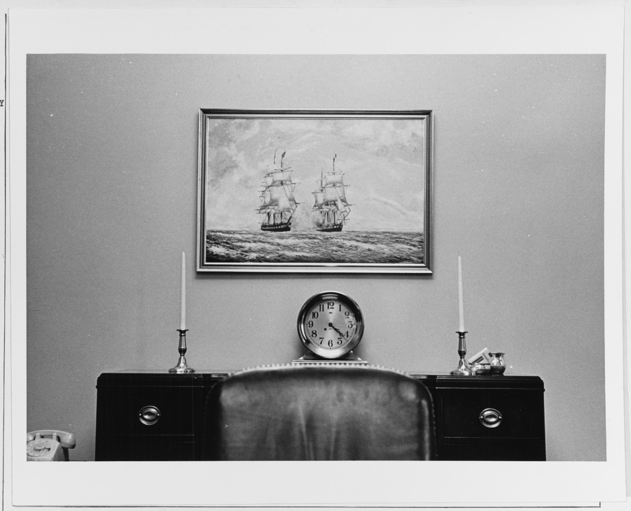 Painting in Secretary Navy dining room, 1962.