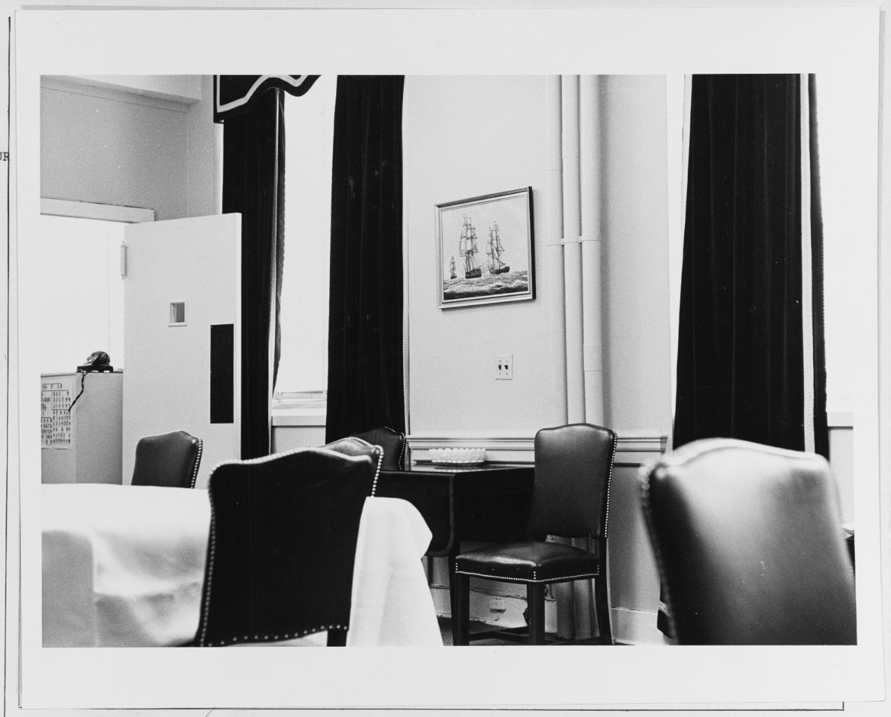 Painting in Secretary Navy dining room, 1962.