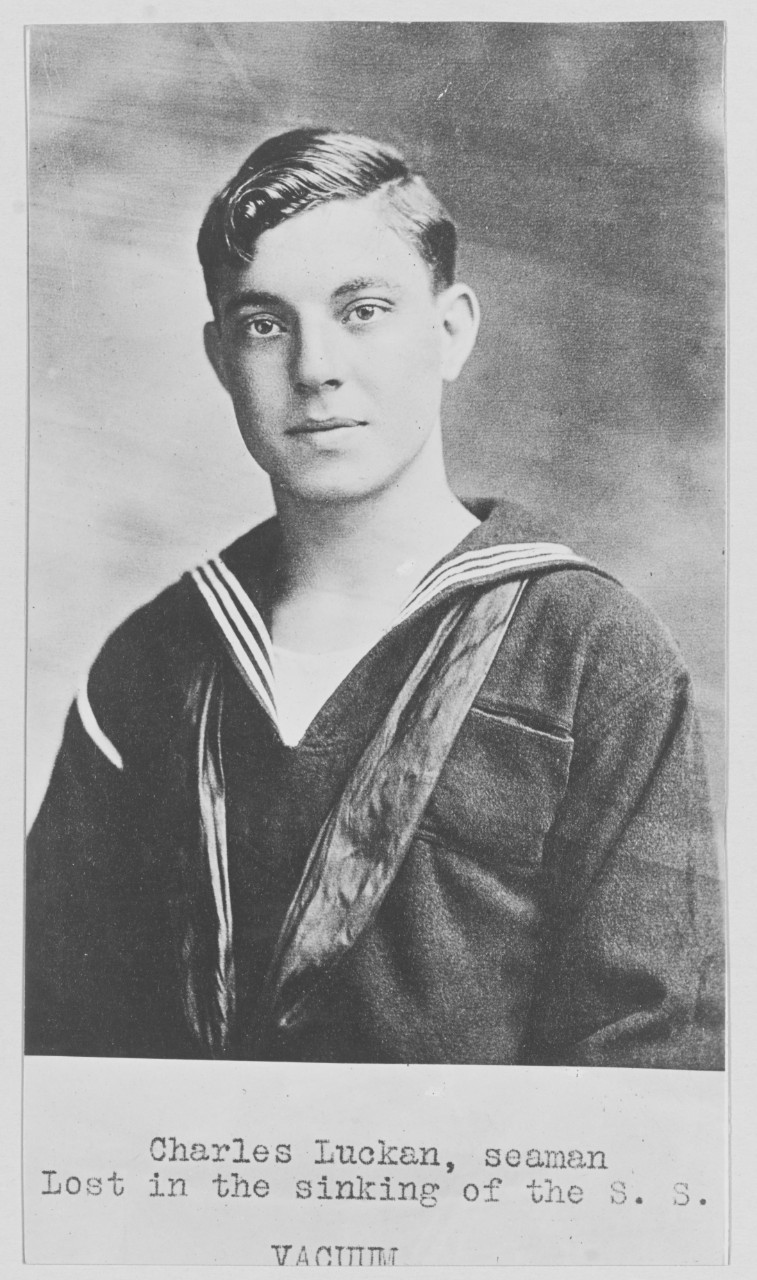 Luckan, Charles. Seaman, lost on USS VACUUM. April 27 1917