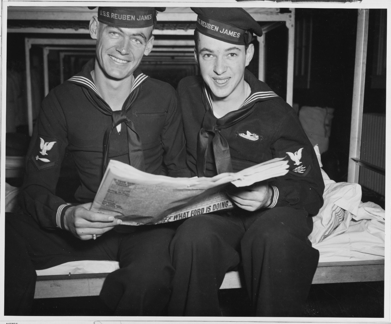 Frederick Arthur Bishop, 21, torpedoman 3/c and Vicent Christopher Lane, 21, radioman 3/c