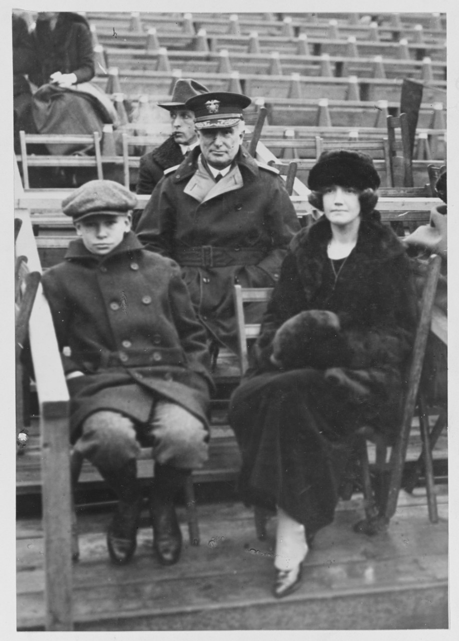 Admiral Wilson, USN, H. B. Wilson, Jr., and Ruth Wilson at the Army -Navy football game at Polo Grounds, New York
