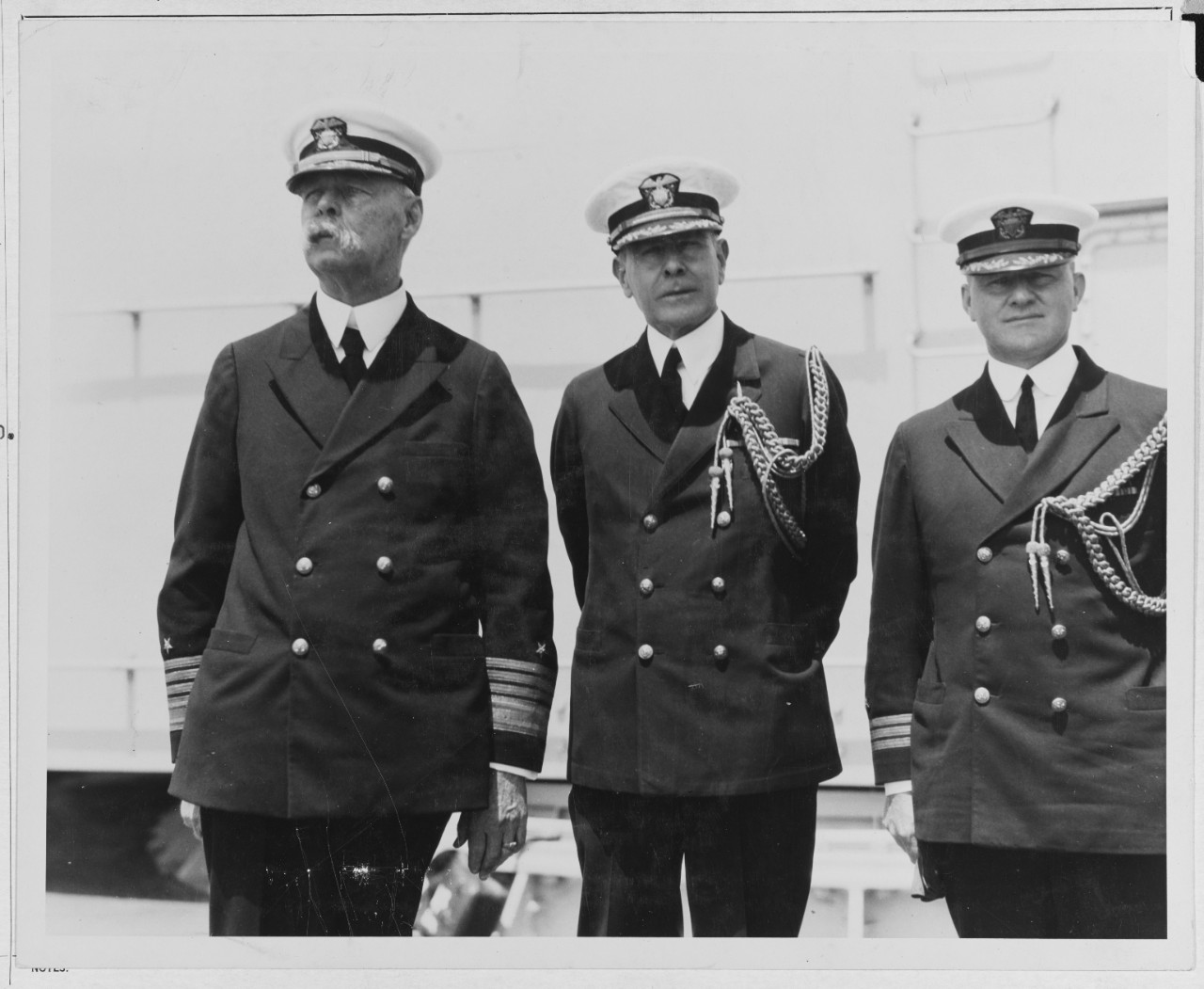 Hughes, C. F. Chief of Naval Operations, Neil George F. aide to Secretary of the Navy and Gygax, Felix X Comdr aide to chief of navy operations. 1930