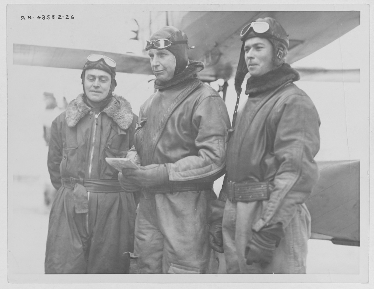 Left to right; Lieut. L. W. Curtain, Comdr, John Rodgers and H. J. Jones, Aviation pilot