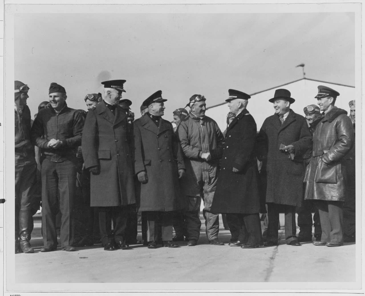 Left to right; Fuller B. H. Major General, USMC., Geiger, George R.S. Major USMC., Mulcahy, E.P. Capt., USMC., Moffett, W.A, Rear Admiral USN., charge d'affairs from Nicaraguan to U.S., Childs, W.G., Comdr. USN., C.O. Anacostia, D.C