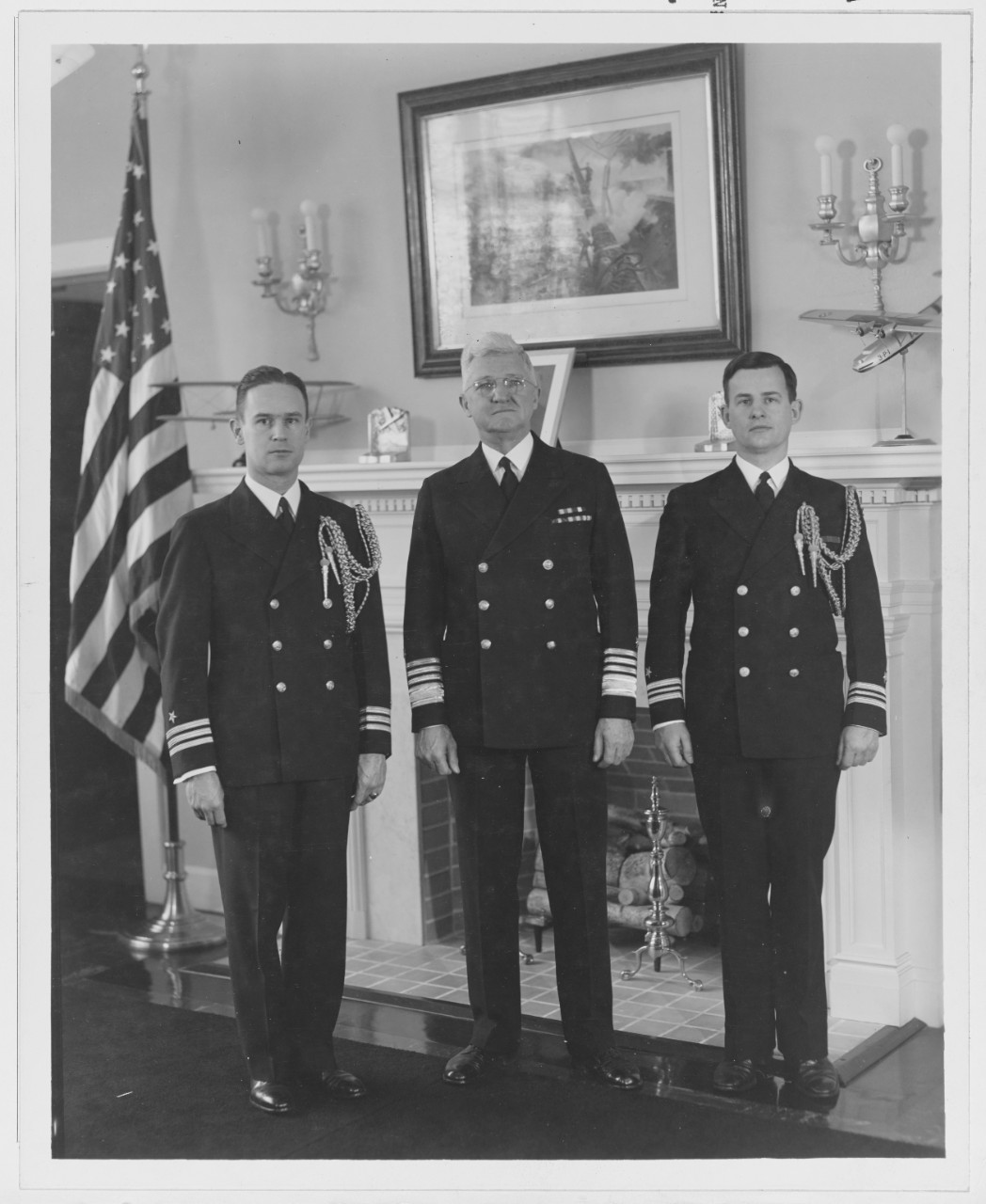 L to R: Comdr. Charles Wellborn, Jr., USN. Lt. Comdr W.R. Smedberg, 3rd, Usn-aides to chief of Naval operations and aides. Jan 1941