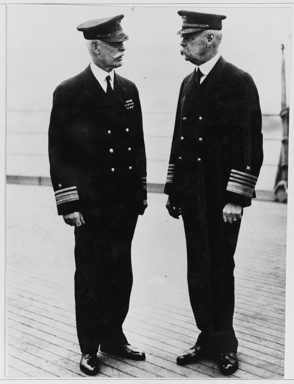 L to R; Rear Admiral C.P. Plunket, USN; Admiral Charles F. Hughes, USN.