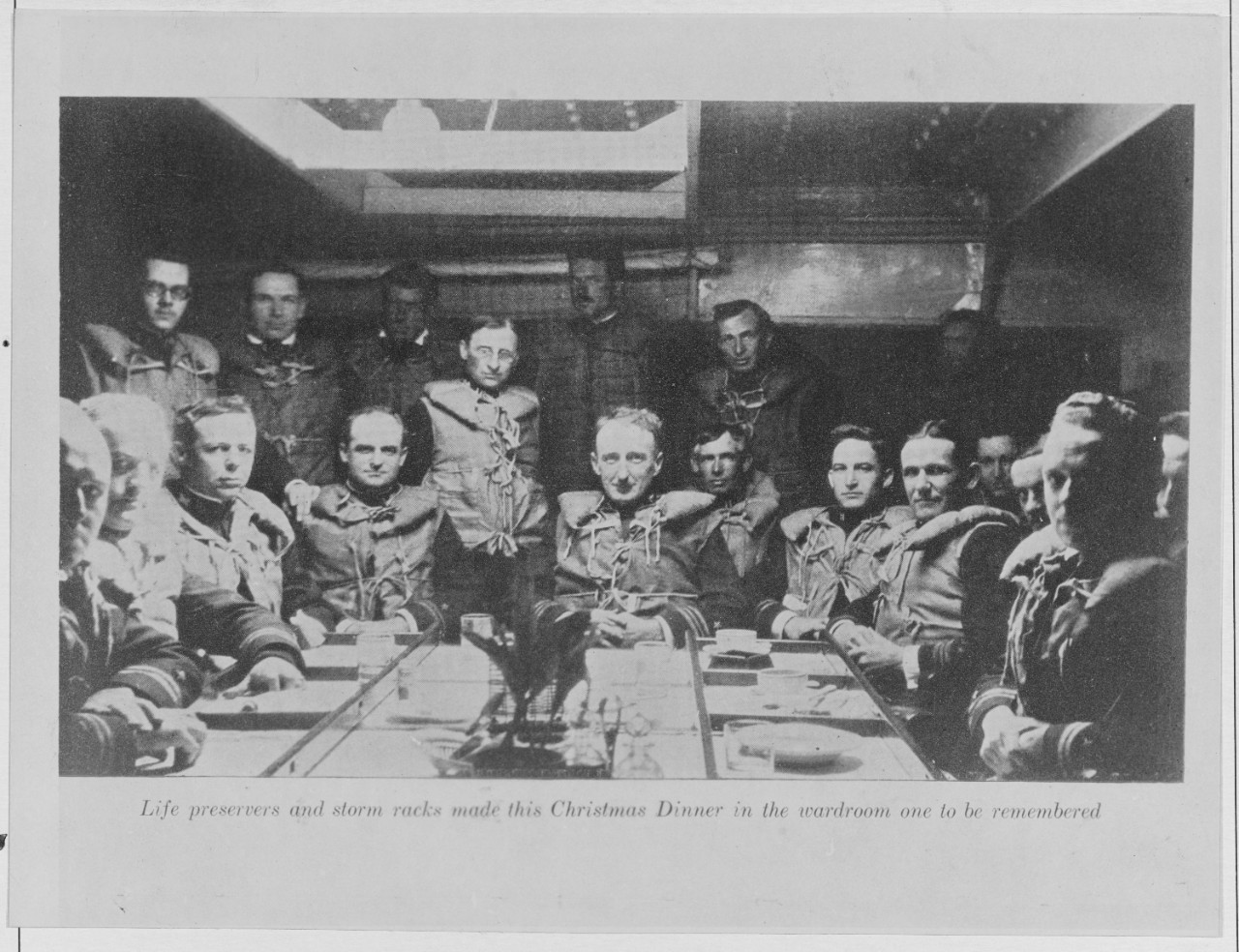 USS ST. LOUIS officers in the wardroom Christmas dinner 1918