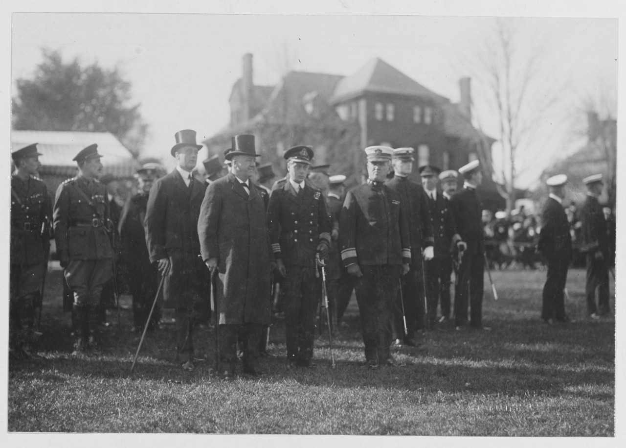 Sec. Daniels, Prince of Wales, Rear Admiral Archibald Scales, -Supt of Academy-, Asst. Sec. Roosevelt and others at Naval Academy, Annapolis Maryland