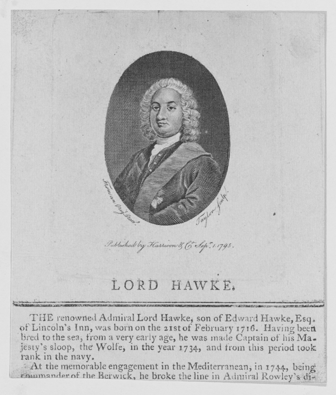 Hawke, Lord Admiral. Son of Edward Hawke