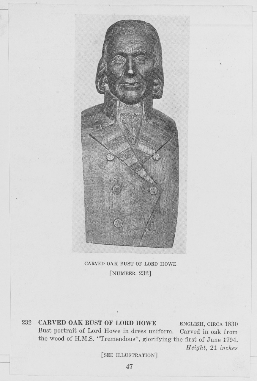 Carved oak Bust of Lord Howe