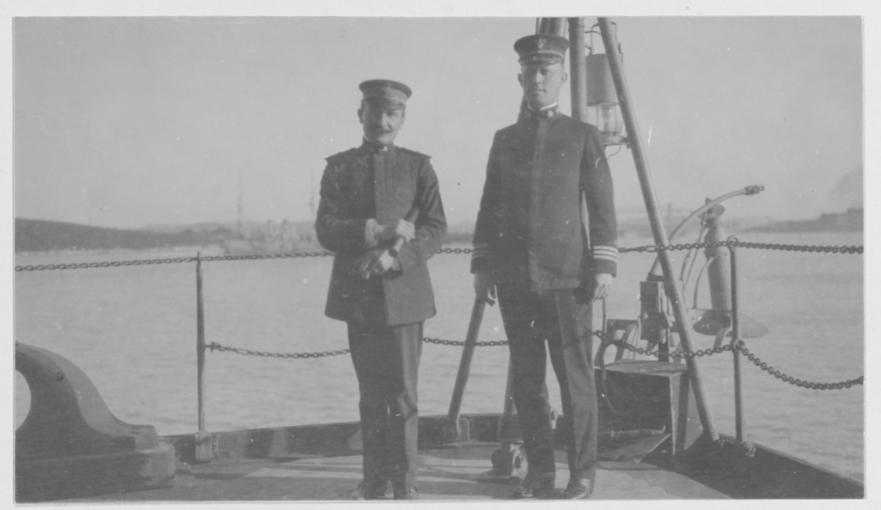 Captain Janca, Italian Navy, and Commander W.R. Van Auken, U.S. Navy, on board PRINCE EUGEN, Pola. August 11, 1920