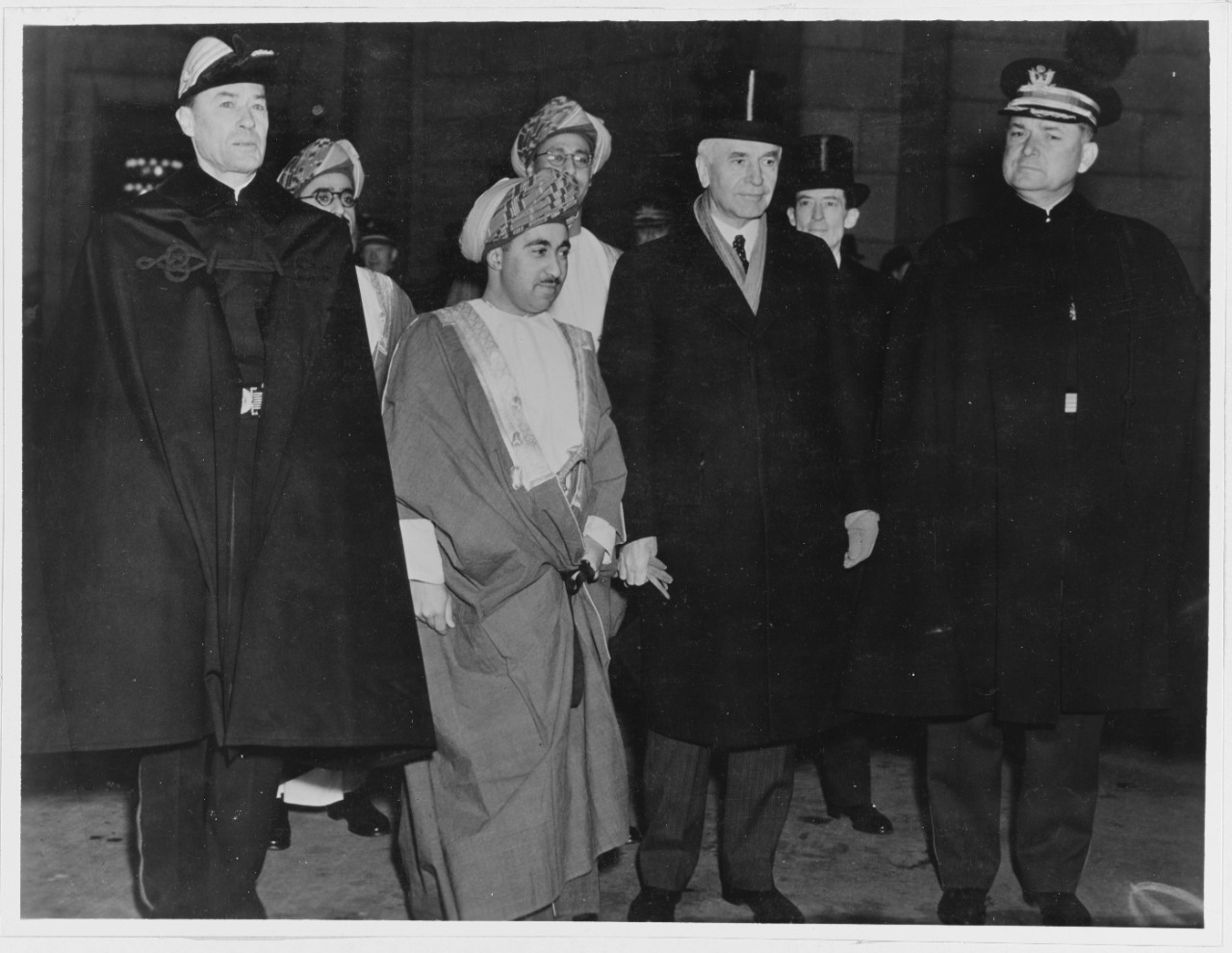 The Sultan of Muscat and Oman with Captain Woodson, Secretary Hull, and Colonel E. Watson. March 1938