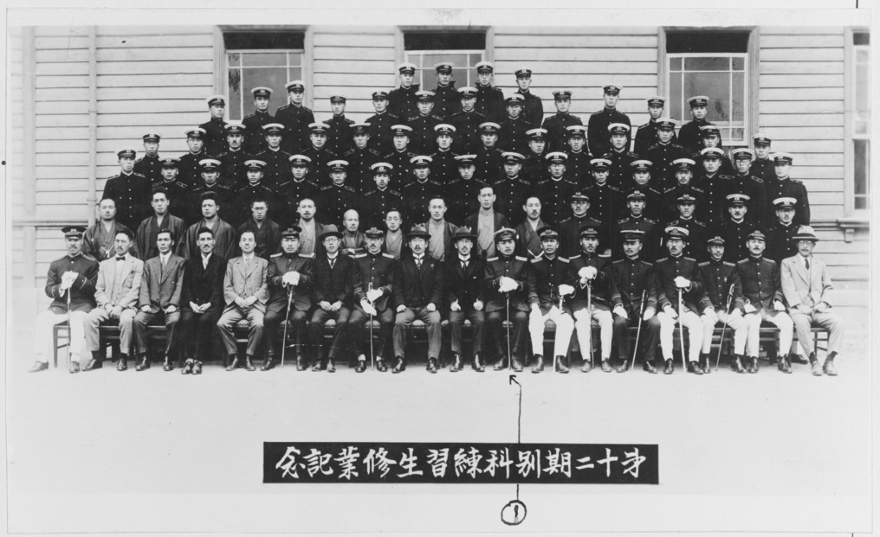 Police Officers concerned in a graduation class at Kobe (Hiogo-Kencho). Mr. Kobayashi, Front Line No. 1 was the Senior Superintendant. Circa 1928