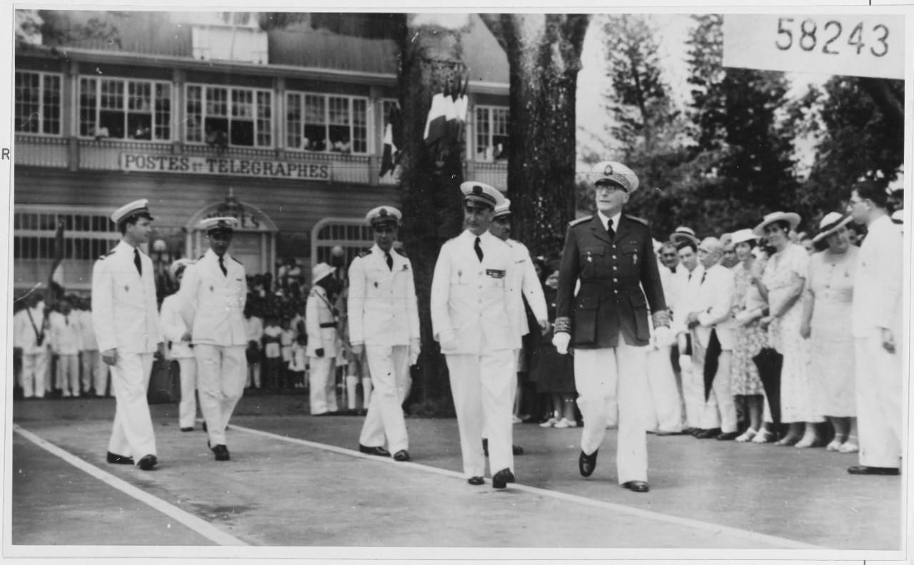 Arrival of Rear Admiral Thierry D'Angenlieu, National Commissioner, the Governor General Brunot