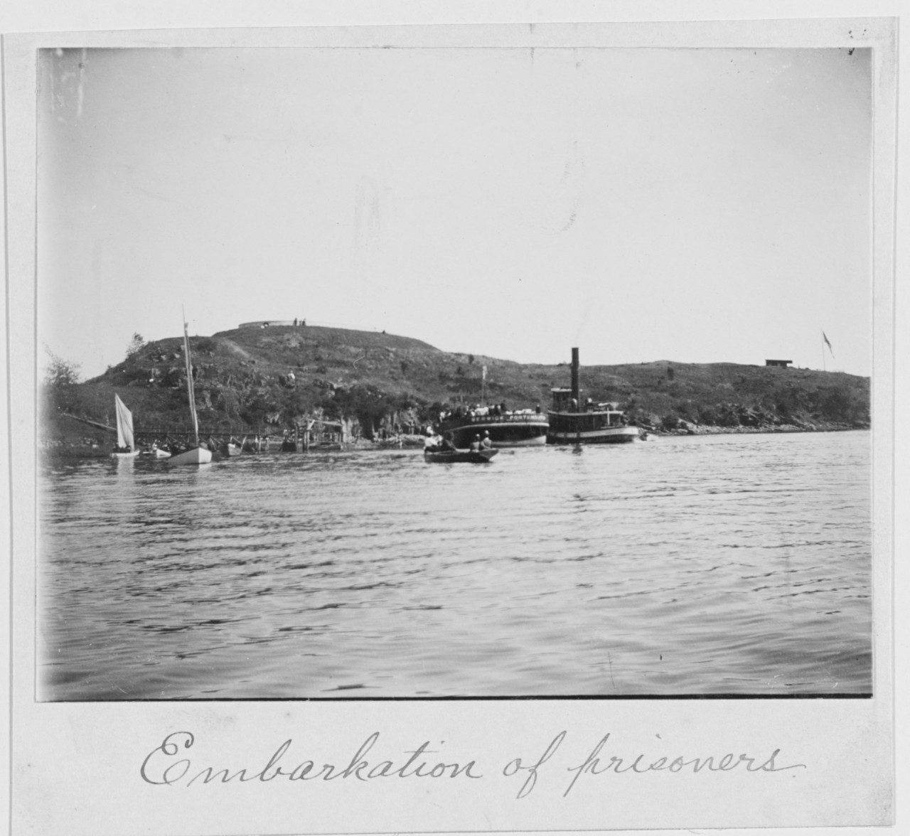 Embarkation of prisoners. Seavey's Island, U.S. Navy Yard, Spanish-American War, 1898