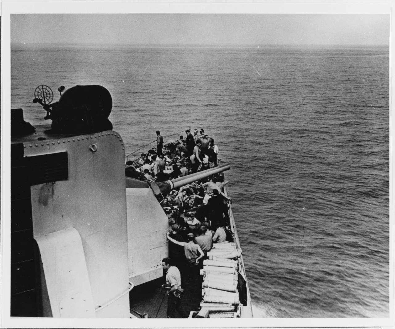 USS ENDICOTT. German prisoners of war on Foc'sle en route to Toulon, France, August 1944
