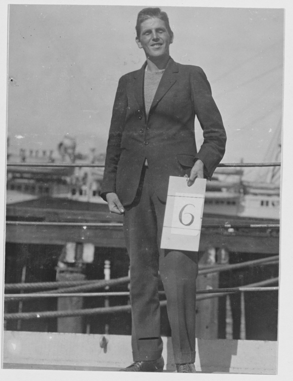 Gunnar Svensson, survivor of the Norwegian Bark "NORDHAV", sunk by submarine August 17, 1918, 120 miles ESE Cape Henry. Rating A.B, Age 22 years. Nationality - Russian Finn. Rescued August 18, 1918, by USS KEARSARGE (BB-5) - brought to Boston, August 20, 1918.