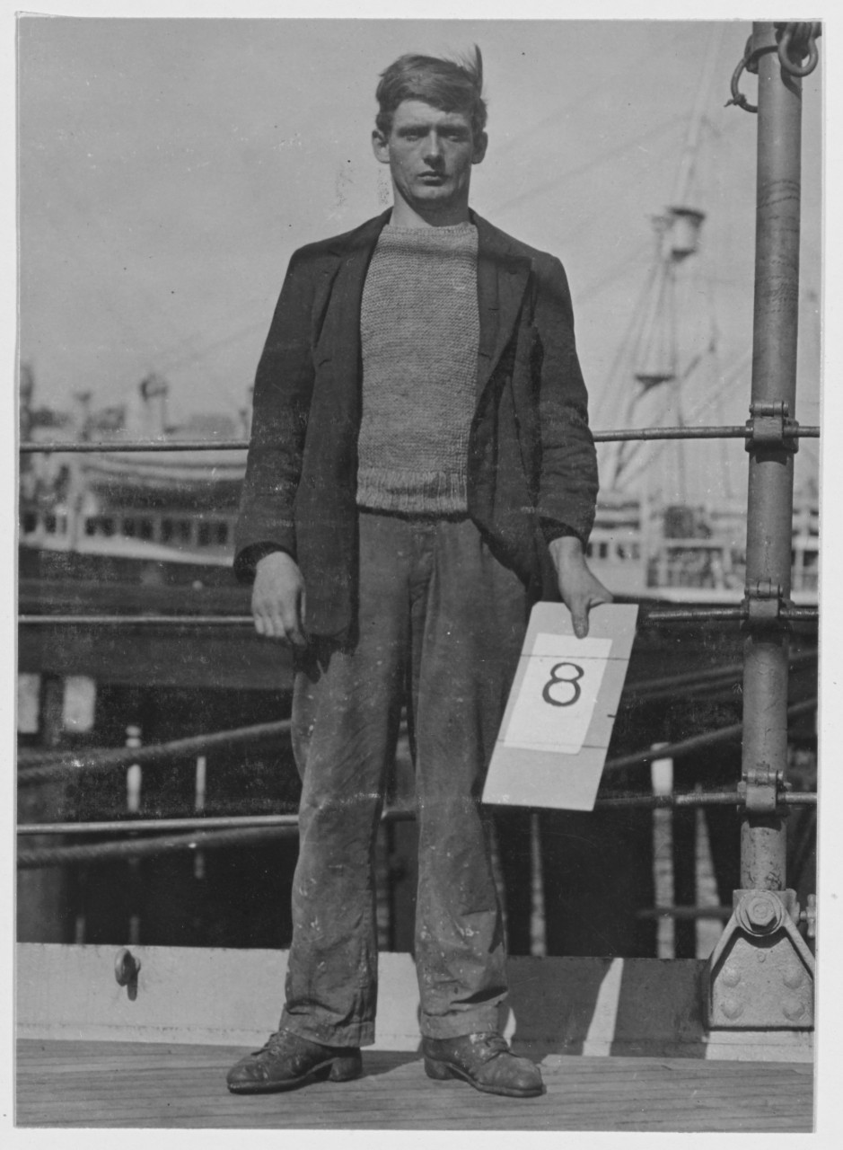 Henry Leegaard, survivor of the Norwegian Bark "NORDHAV", Rescued August 18, 1918, by USS KEARSARGE (BB-5)