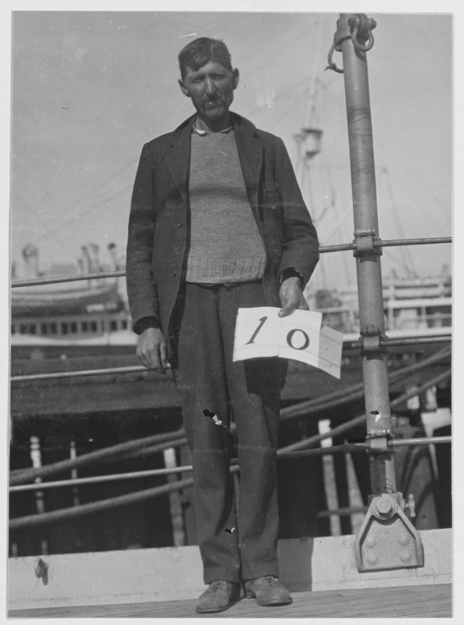 Albin Johansen, survivor of the Norwegian Bark "NORDHAV", Rescued August 18, 1918, by USS KEARSARGE (BB-5)