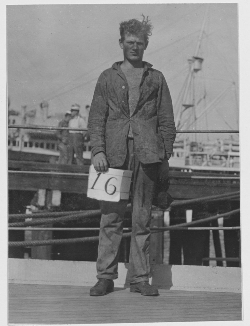 Oskar Hansen, survivor of the Norwegian Bark "NORDHAV", Rescued August 18, 1918, by USS KEARSARGE (BB-5)