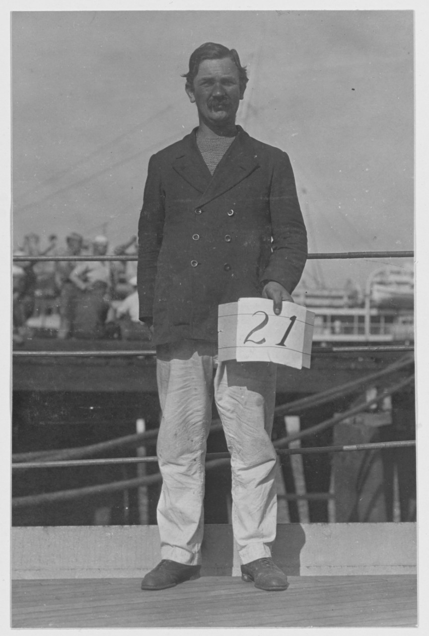 Axel Anderson, survivor of the Norwegian Bark "NORDHAV", Rescued August 18, 1918, by USS KEARSARGE (BB-5)