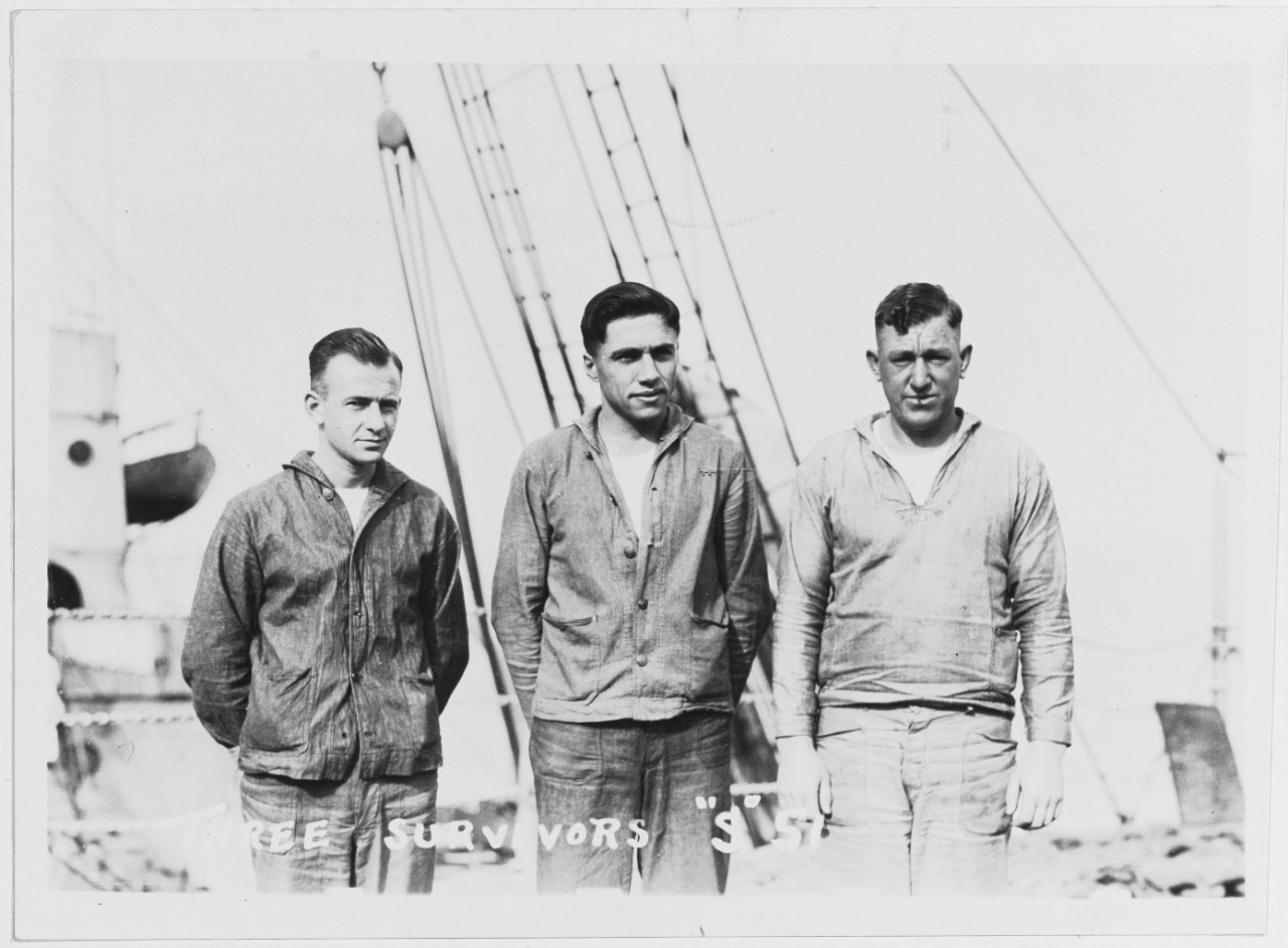 Three survivors of the U.S. Sub, S-51. F.J. Daly, EGM, USN.